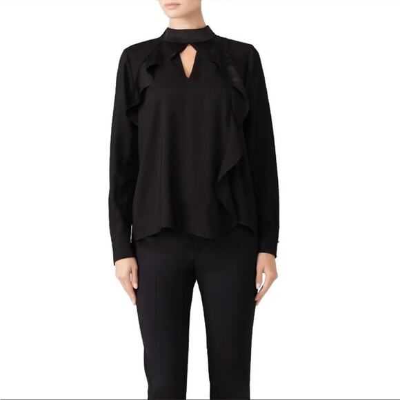 Parker black Cianni Cascading Ruffle long sleeve blouse - Picture 3 of 9